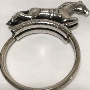 HERMES HORSE MOTIF SILVER KEY RING